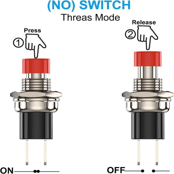 10 stk. Mini-trykknap-omskifter øjeblikskontakter NC NC NC