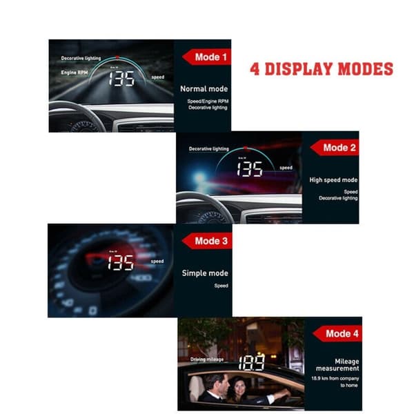 Bil Speedometer Head Up Display Hd Projektor Obd2 Overhastighed
