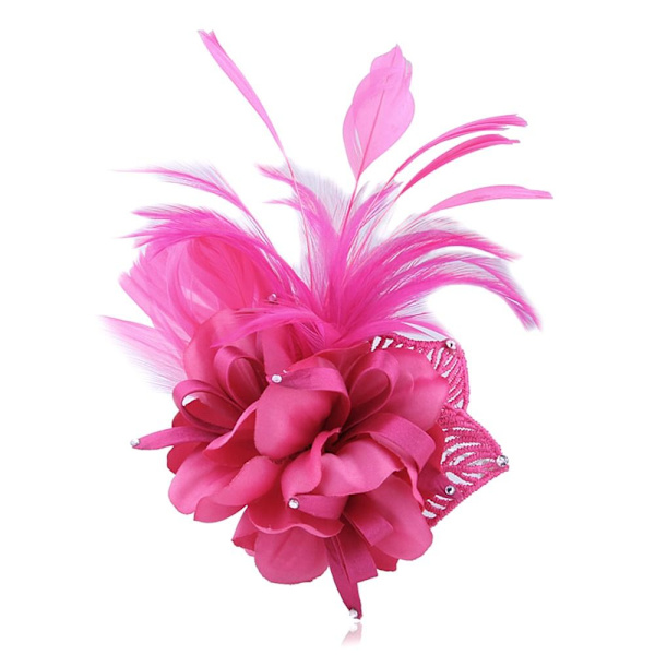 Fjäder Brosch Blom Broohes Pin ROSE RED Rose red