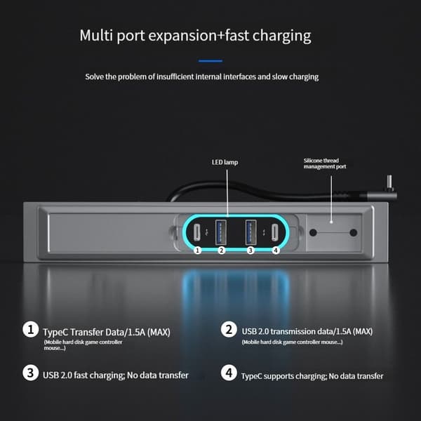 Telakointiasema USB keskitin HARMAA Grey