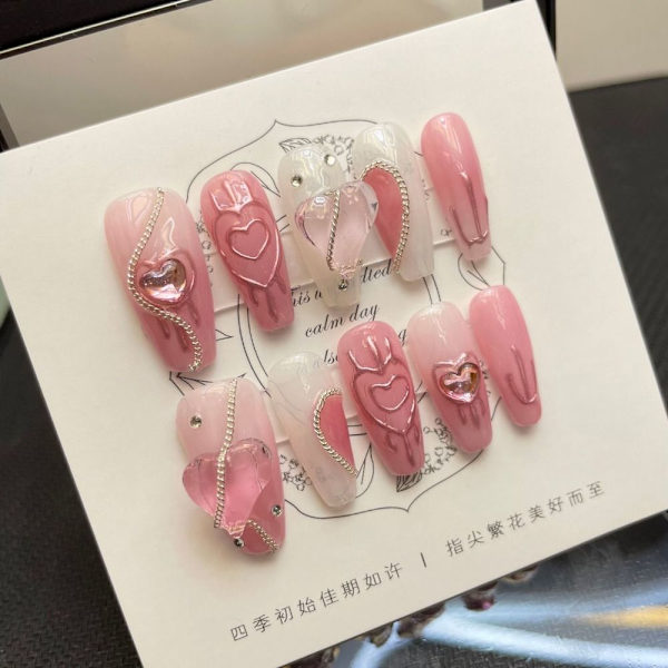 10 stk Pure Manual False Nail Y2K Hottie Håndlagde Nails M M