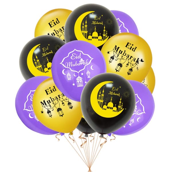 12 Tommer EID MUBARAK Balloner Latex Ballon SORT