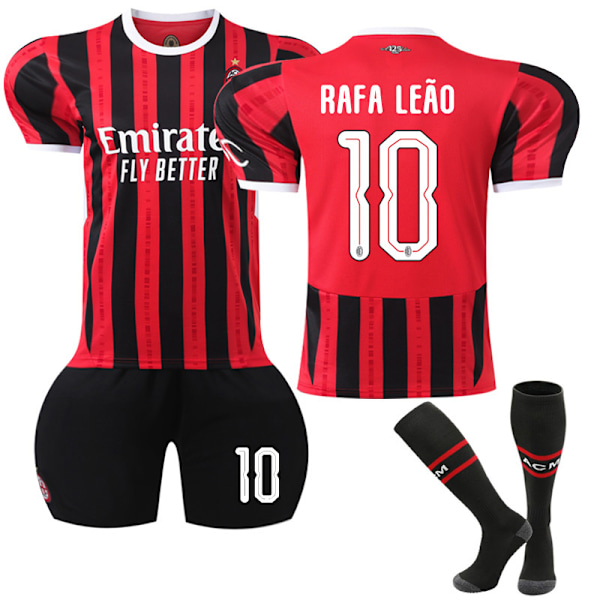 AC Milan Hemma Champions League-version Fotbollströja 2024-2025 Nr. 10 R. Leão 24