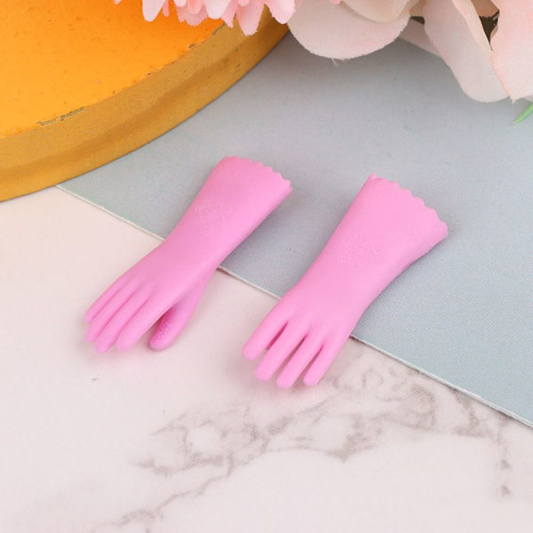 2 paria Dollhouse Gloves Miniatyyri puhdistushanskat PINK pink