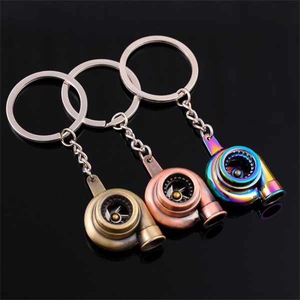 Turbo Turbolader nøglering Spinning Turbine nøgle vedhæng Multicolor