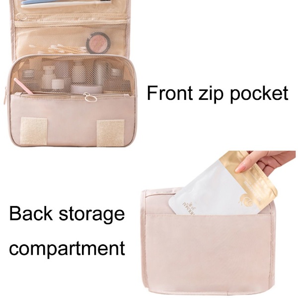 Stor Hængende Toilettaske Kosmetik Makeup Taske beige