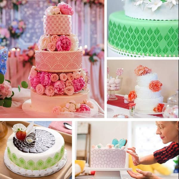 3 stk Cake Mesh-stempler Sjablonger Preging 2 2 2