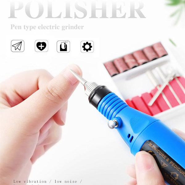 Spikborrmaskin Elektrisk nagelfil BLÅ blue