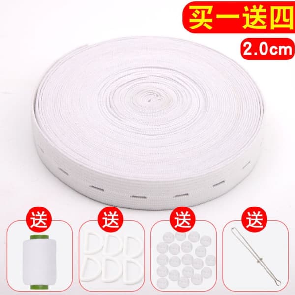 Elastisk linning justerbare knappehull white