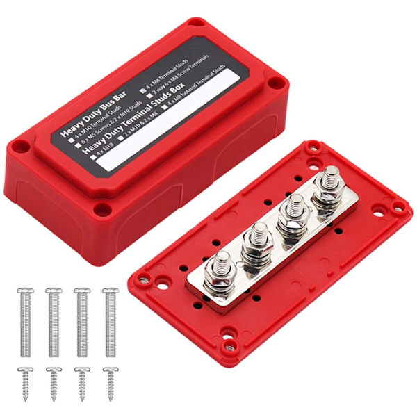 M8 Bus Bar Box Auto Boat Power RED Red