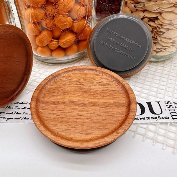 6stk Wide Mouth Træ Opbevaringslåg Sæt Massivt Træ Låg til 1pcs