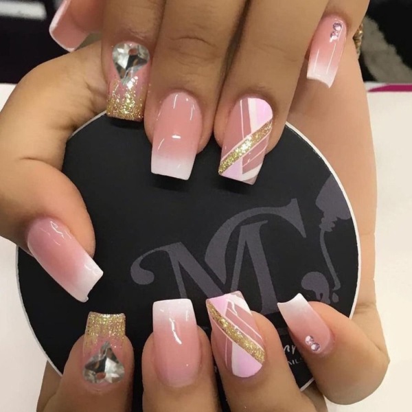24stk Fake Nails Long French Ballerina LF285