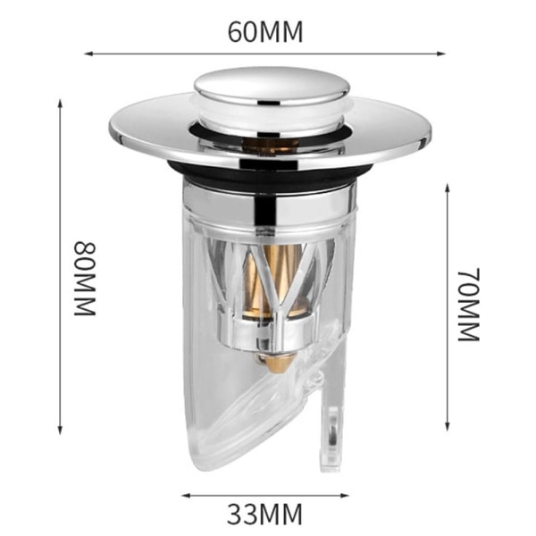 Pop Up Dräneringsfilter Plugg Bult Fjäder SILVER silver