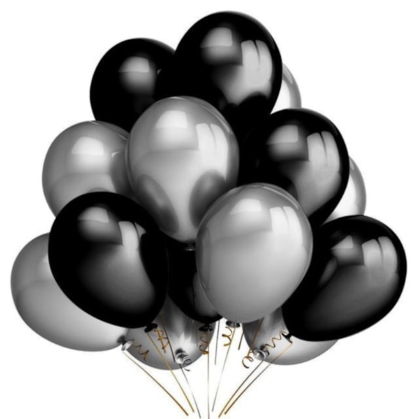 30 stk Latex Ballon Oppustelig Dekor Ballon SORT SLIVER SORT Black Sliver