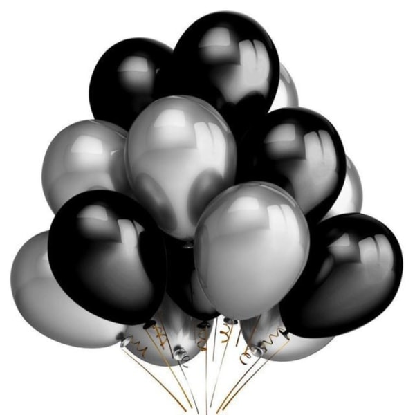 30stk Latex Ballong Oppblåsbar Dekor Ballong SORT SLIVER SORT Black Sliver