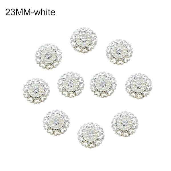 10st Love Heart Rhinestone Buttons Skjorta Knappar VIT 23MM white 23MM