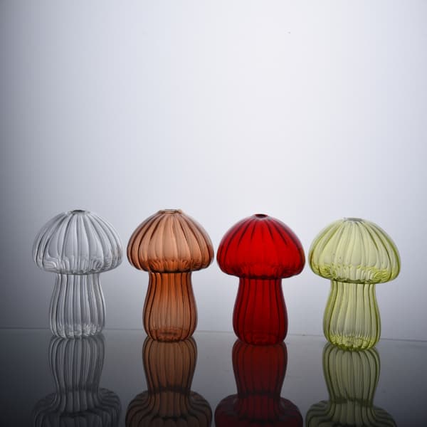 Svampformad blomstervas Transparent glasvas GUL Yellow