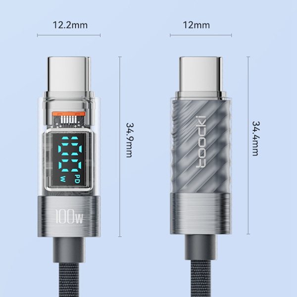 Mobildatakabel Ladekabel 2M60W C-C GRÅ 60W C-C GRÅ 2m60W C-C Grey