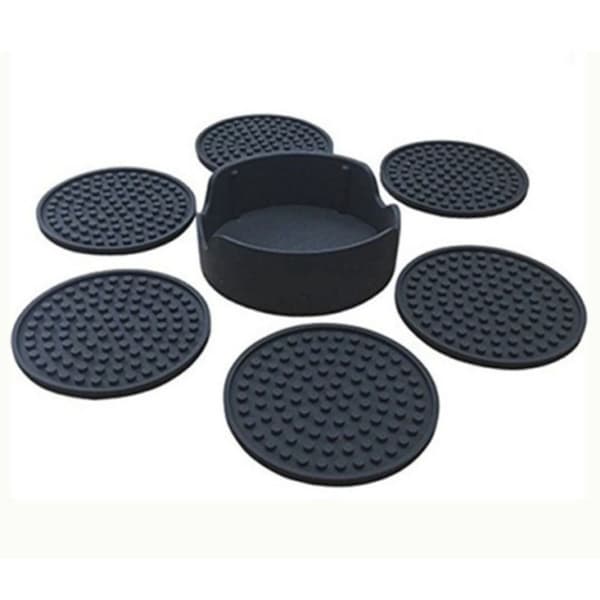 7 kpl Silicone Drink Coasters Cup Mat Set Silikoni Pyöreä