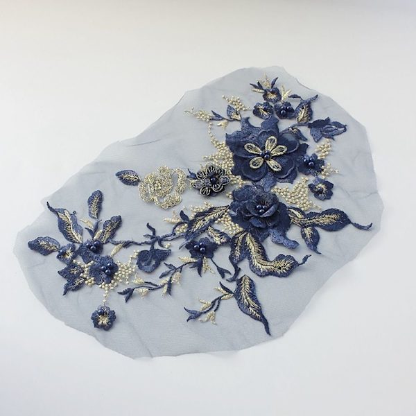 Häämekko Koristeinen kirjonta Tylli Applikoitu Helmi NAVY BLUE Navy Blue