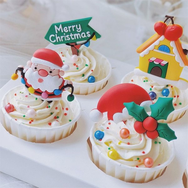 1/5 STK Christmas Cake Toppers Glædelig jul 7 7 7