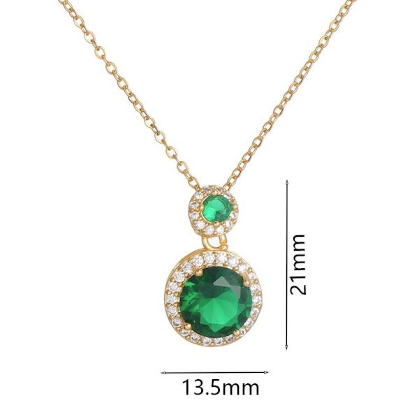 Emerald Zircon Halsband Titanium Steel Chain Smycken Set