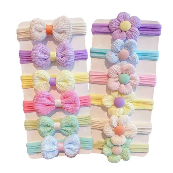 3 stk Søte jenter Blomst Hårbånd Candy Elastisk Sløyfe Hårbånd butterfly