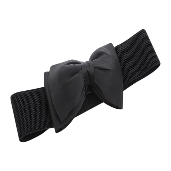 Brett elastiskt bälte Bowknot chiffong midjeband SVART black