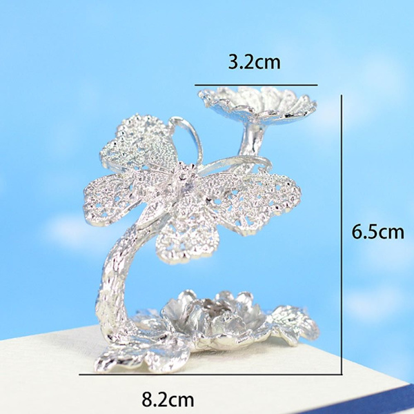 Butterfly Display Base Holder Krystalkugle Display Stand SØLV Silver