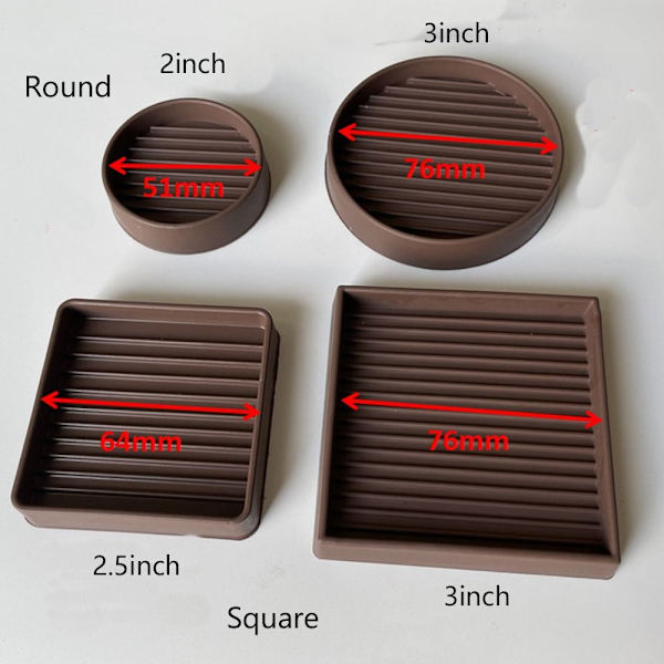 4 Stk/sett Møbelunderlegg Møbelputer SVART 2INCHROUND black 2inchRound-Round