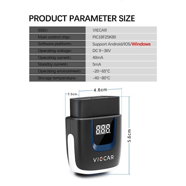 ODB2 Auton diagnostiikka Auto OBD-skanneri VP003 VP003 VP003