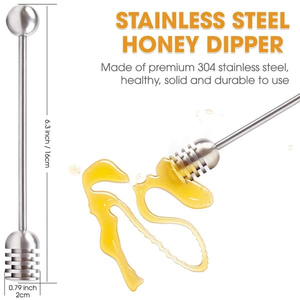 2 stk Honey Dipper Sticks Solid Rustfritt Stål Honning Sirup