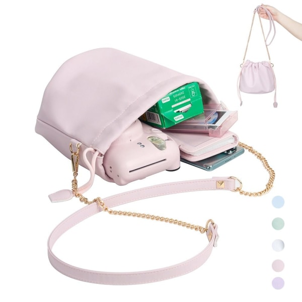 Instant Camera Crossbody Bag DSLR kiristysnyöri pussi VALKOINEN White