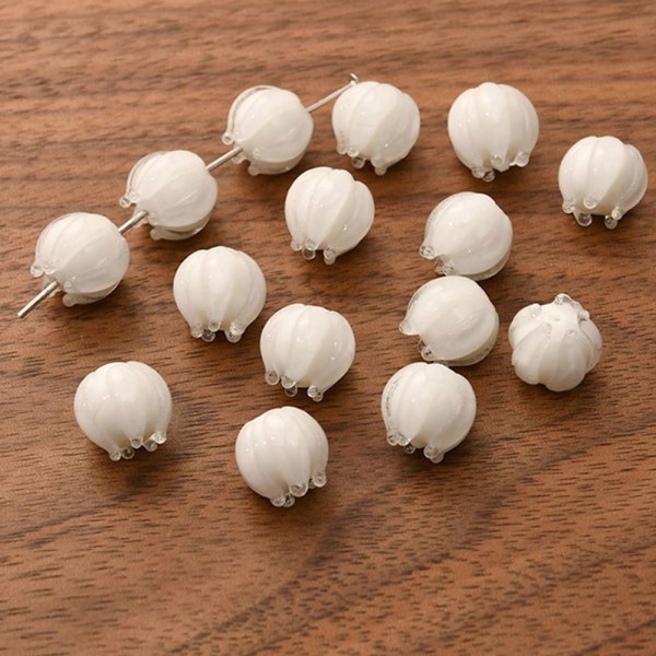 10st Blomknopppärlor Bell Orchid Beads VITA 10ST 10ST White 10Pcs-10Pcs