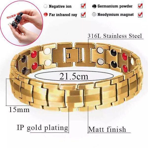 Magnetisk armbånd terapi smykker ROSE GULL Rose gold