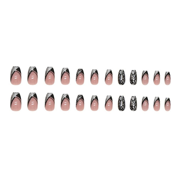 24 kpl Fake Nails Short French Ballerina W378