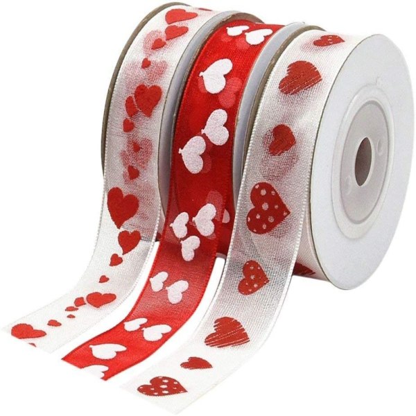 Organza Ribbon Love Heart Print Nauha polyesteriä