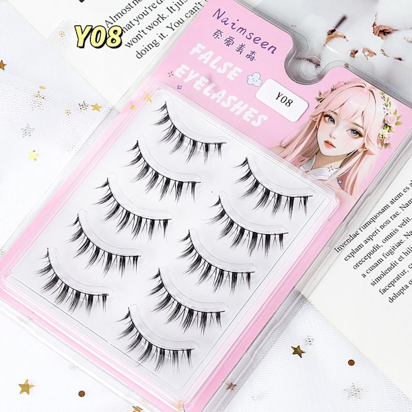 5 par/kartong Fluffiga lösögonfransar Fake Lashes Y06 Y06 Y06