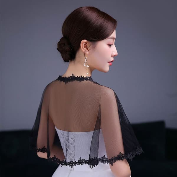 Bride Shawl Evening Prom Cape HVIT white