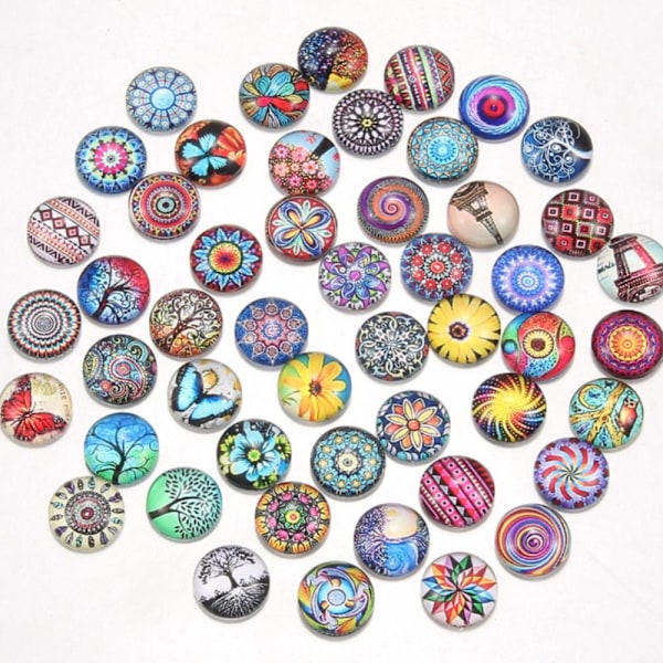 50 stk. trykt glas cabochons Swirl glas cabochons fliser