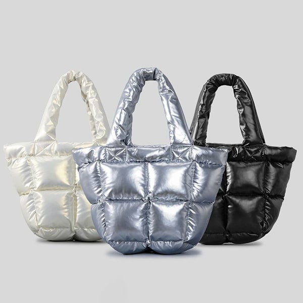 Puffer Kangaskassi Tikattu Puffy Käsilaukku MUSTA black