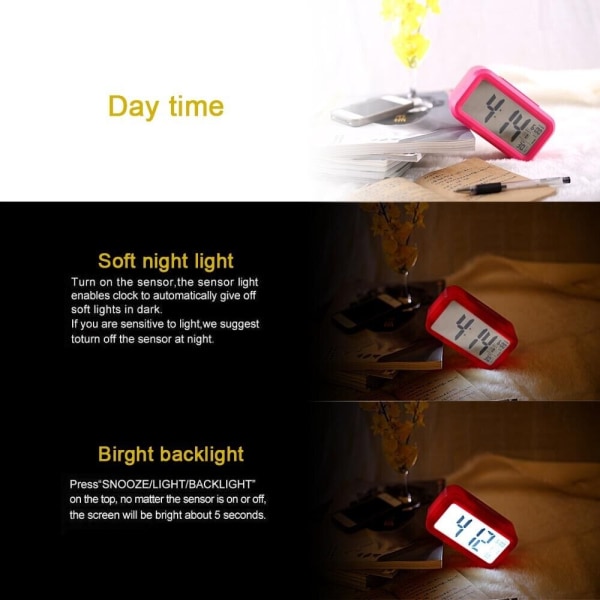 Alarmklokke LED Klokker ROSA pink