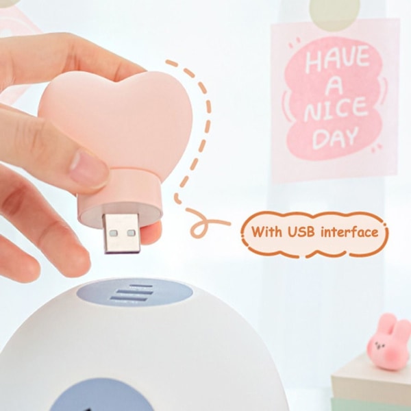 LED Nattlampor USB In-Line skrivbordslampa Love Heart Shape rosa