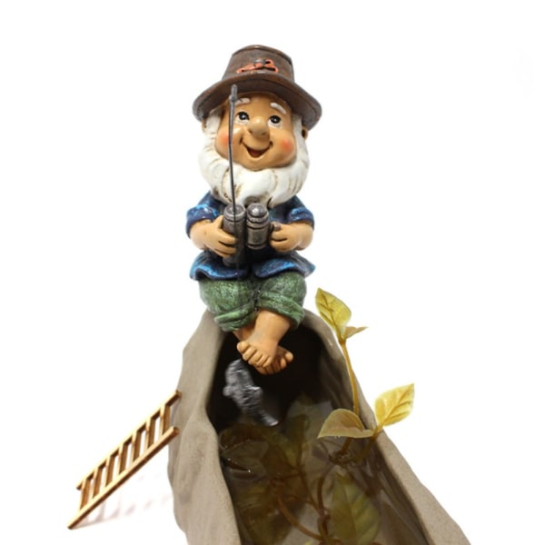 Gnome staty fiske dvärg staty utomhus dekoration