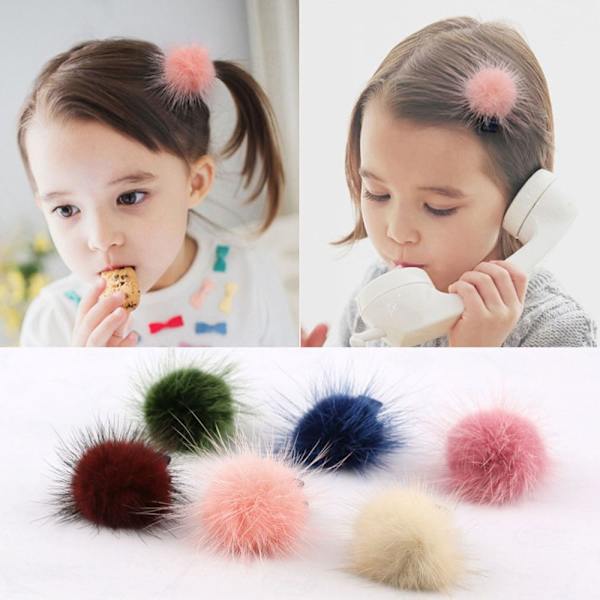 Pom Pom Hårklemme Hårnål BLÅ Blue