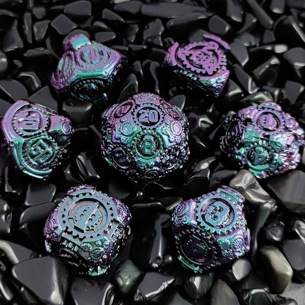 7 kpl metallinoppaan set GREEN&PURPLE green&purple