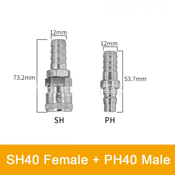 Snabbkoppling Rapidities Pneumatisk koppling SH40 PH40 SH40 PH40 SH40 PH40