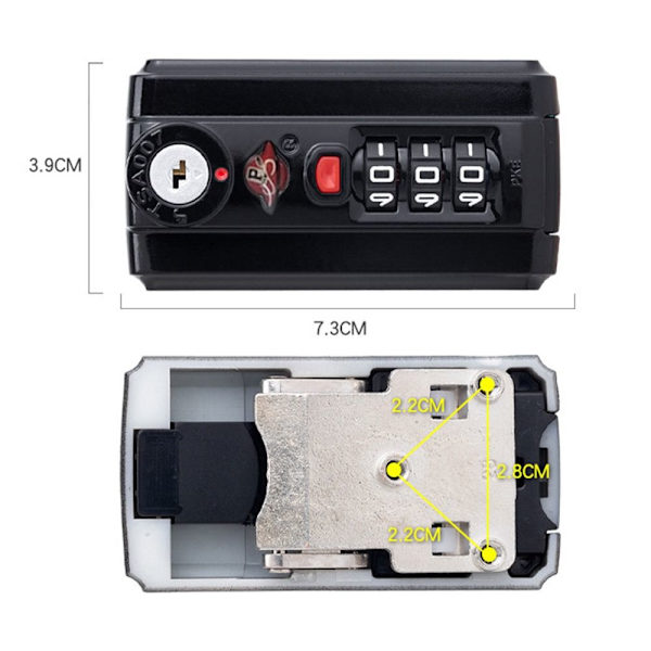 3-cifret kombinationslås Custom Password Lock GRÅ Grey