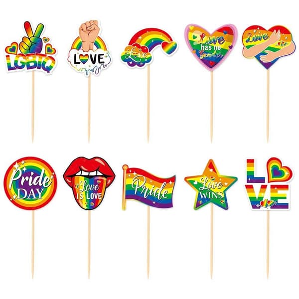 20 kpl Cupcake Toppers Rainbow Party Cake Decor 20pcs
