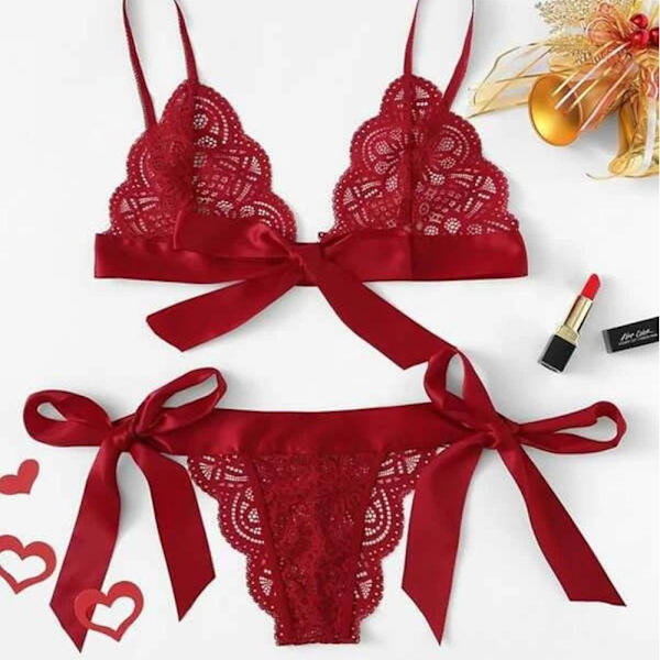 Trepunktsundertøj Lingeri i splitstykke CLARET M claret M